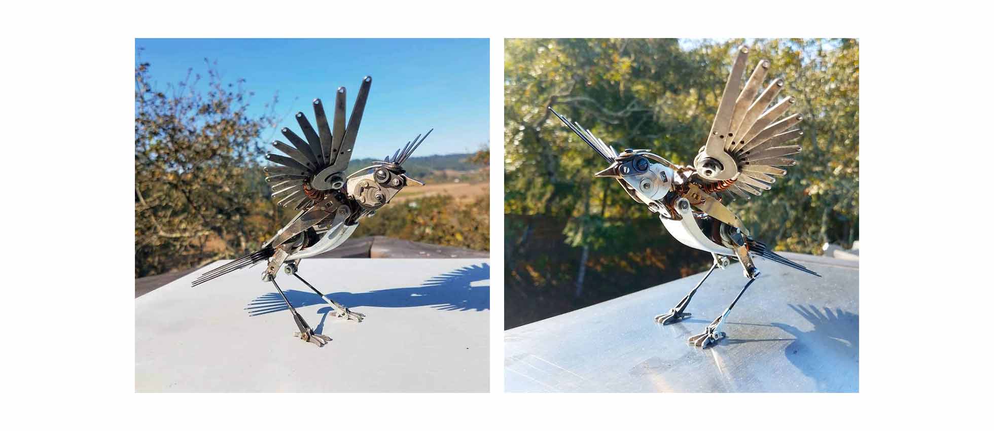 Un artista crea esculturas de pájaros con máquinas de escribir antiguas