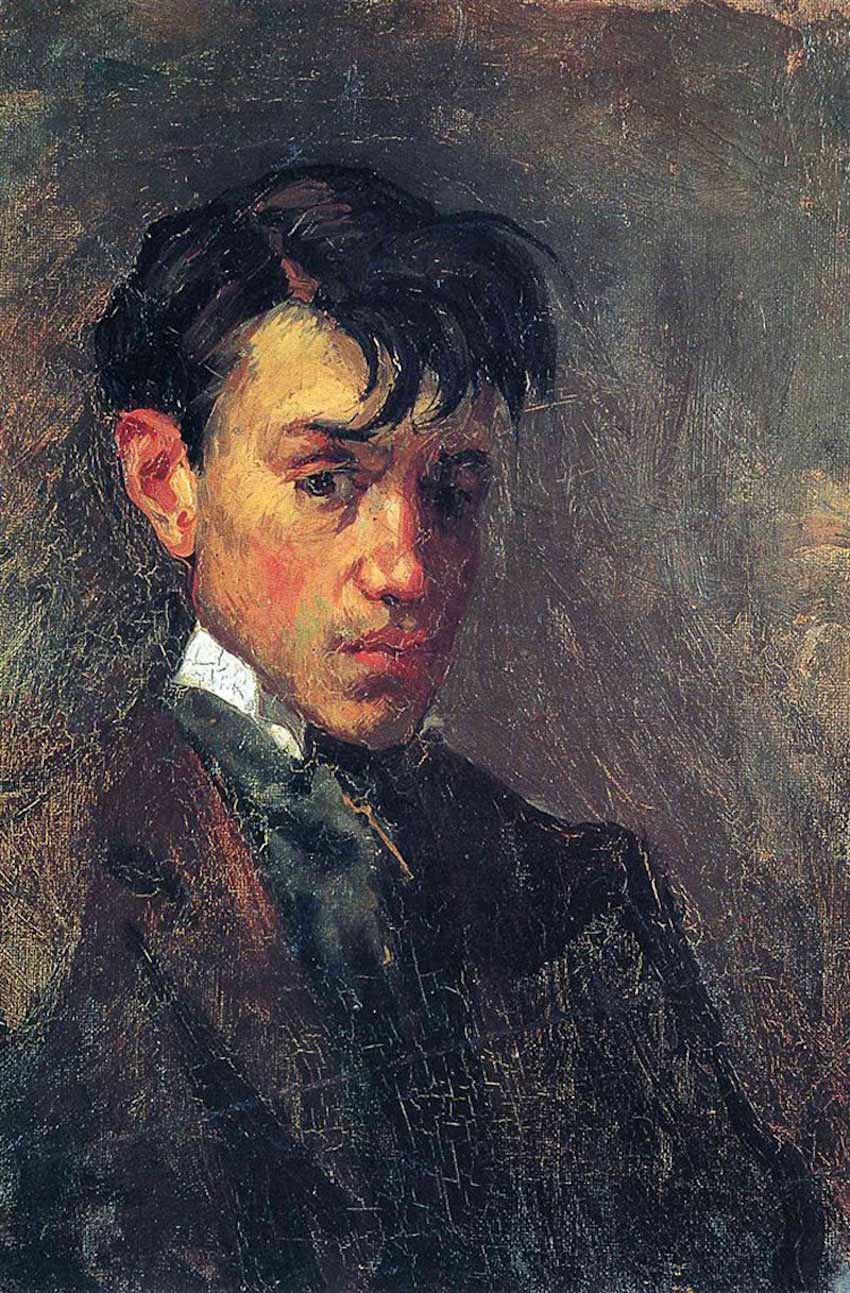 Imagen de una pintura de autorretrato de Pablo Picasso en su edad juvenil.