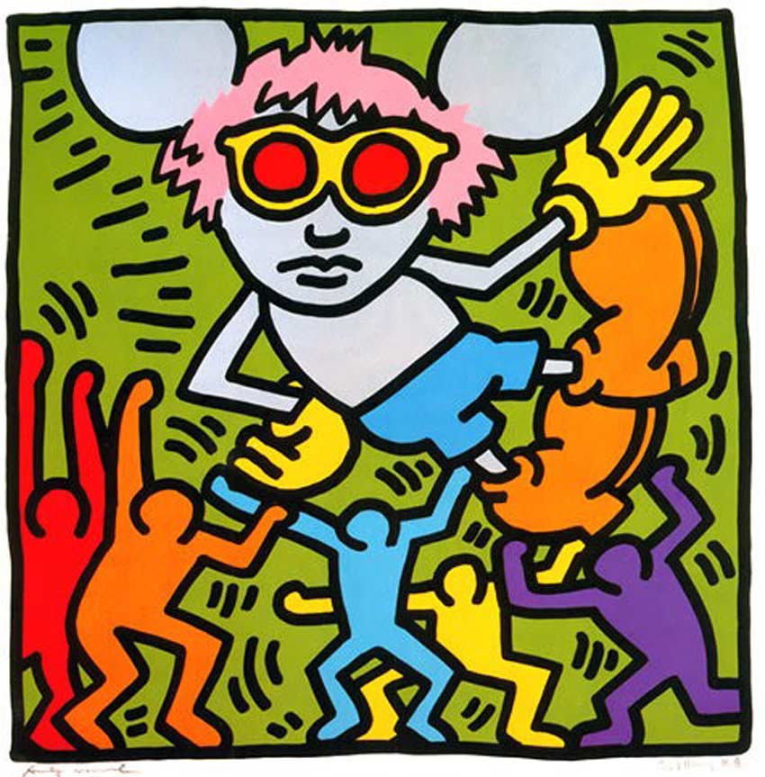 Keith Haring: Sin título, del portafolio Andy Mouse. Serigrafía en papel. 1986. todo sobre el arte pop: características, obras y artistas. Pop Art obras